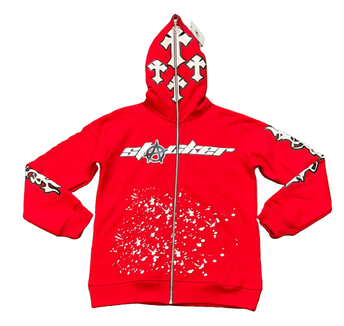 'Stacker Mentality' Full-Zip Hoodie (Red)