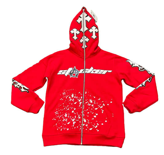 'Stacker Mentality' Full-Zip Hoodie (Red)