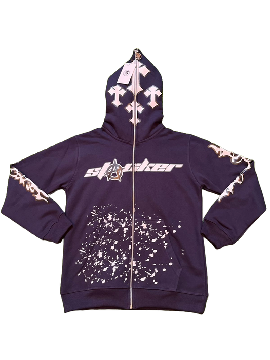 'Midnight Stacker' Full-Zip Hoodie (Navy)