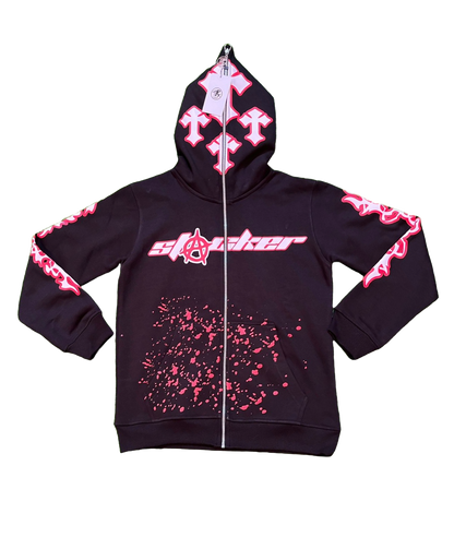 'Shadow Stacker' Full-Zip Hoodie (Black & Red)