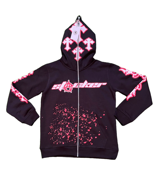 'Shadow Stacker' Full-Zip Hoodie (Black & Red)