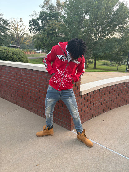 'Stacker Mentality' Full-Zip Hoodie (Red)