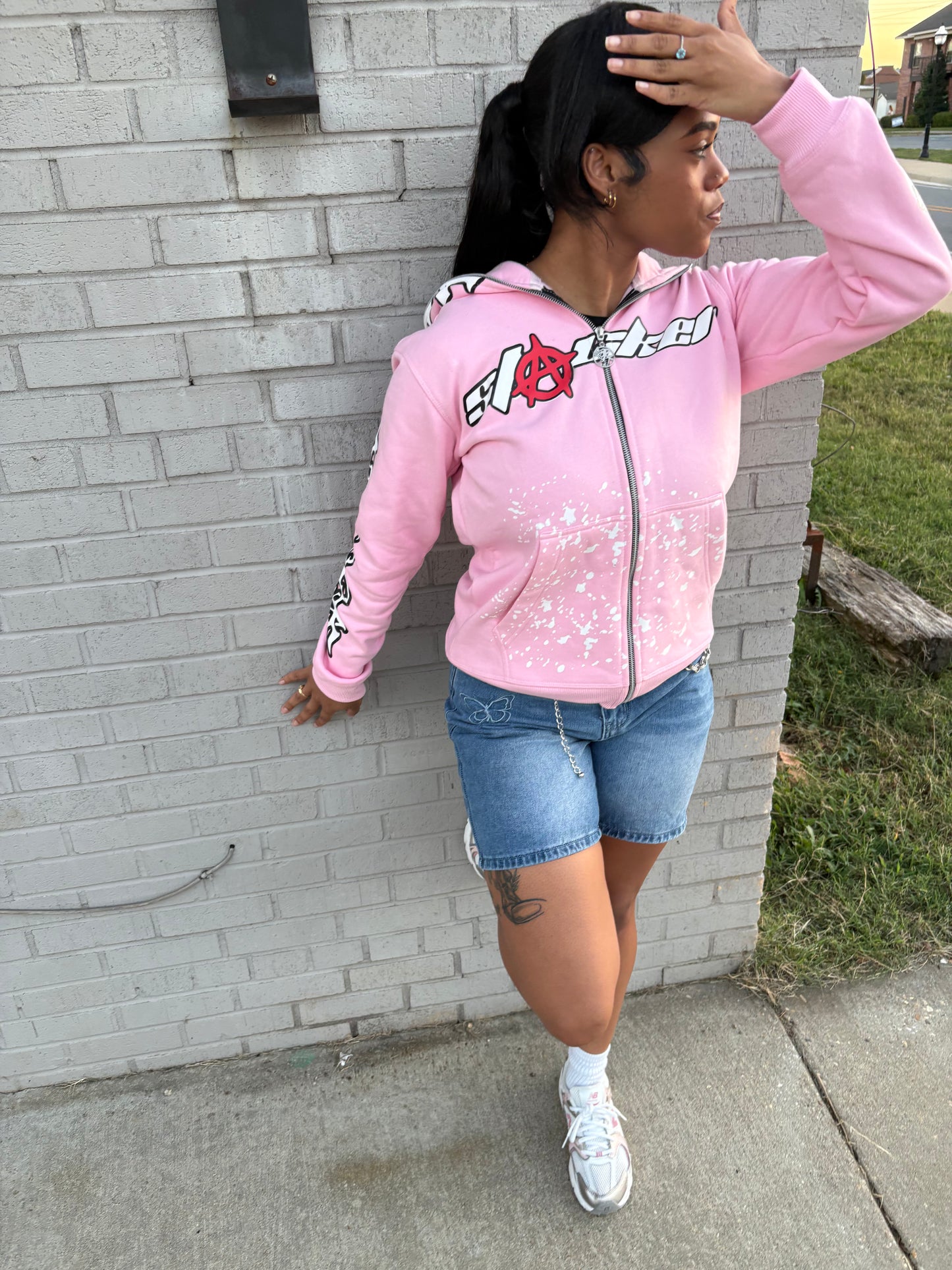 'Sweet Aggression' Full-Zip Hoodie (Pink)